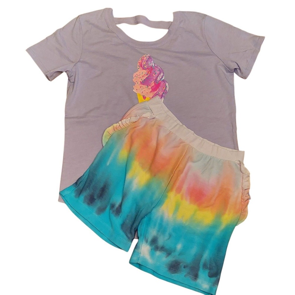 Chaser Sz 14 Girls Shorts Scoop Bottom T Shirt 2 Pc Lot Elastic Waist New